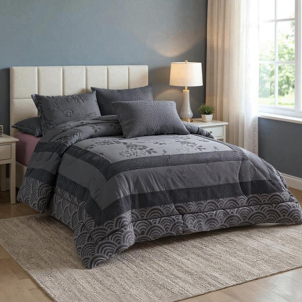 41eb8115-e720-4c9a-898b-8f3068546243 طقم لحاف جوديث مزدوج كنج سايز 6 قطع شتوي - الصورة 1
