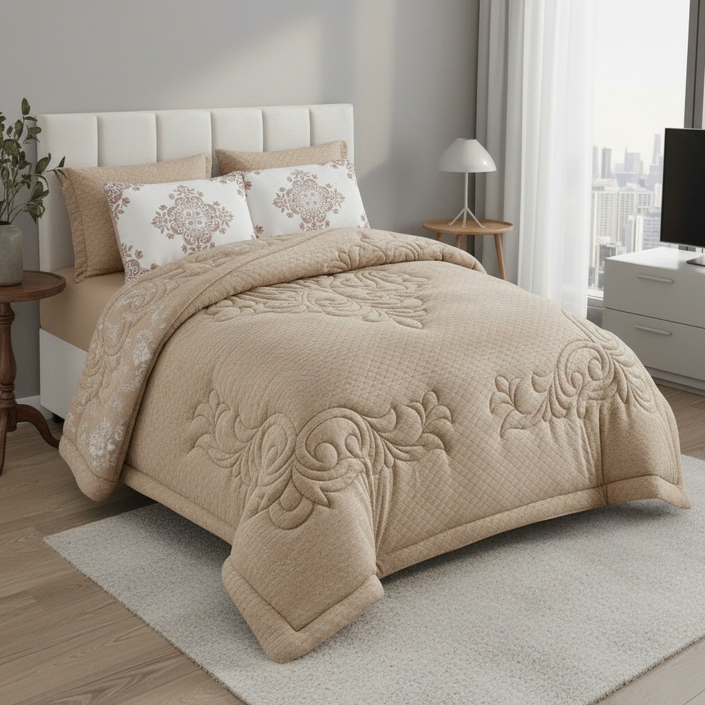 edf3fa36-c42f-4a88-b306-07eccb85e9d5 طقم لحاف كاتي مزدوج كنج سايز 6 قطع شتوي - الصورة 1