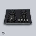 ⁦طباخ جولد فيجن 60 سم، 4 مواقد، زجاج أسود 304⁩ - الصورة ⁦5⁩