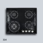 ⁦طباخ جولد فيجن 60 سم، 4 مواقد، زجاج أسود 304⁩ - الصورة ⁦4⁩