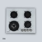 ⁦طباخ جولد فيجن 60 سم، 4 مواقد، زجاج أبيض 306⁩ - الصورة ⁦2⁩