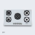 ⁦طباخ جولد فيجن 90 سم، 5 مواقد، زجاج أبيض 311⁩ - الصورة ⁦2⁩