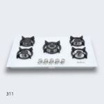 ⁦طباخ جولد فيجن 90 سم، 5 مواقد، زجاج أبيض 311⁩ - الصورة ⁦5⁩