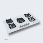 ⁦طباخ جولد فيجن 90 سم، 5 مواقد، زجاج أبيض 311⁩ - الصورة ⁦7⁩