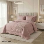 طقم لحاف نتاليا مزدوج كنج سايز مطرز 6 قطع صيفي