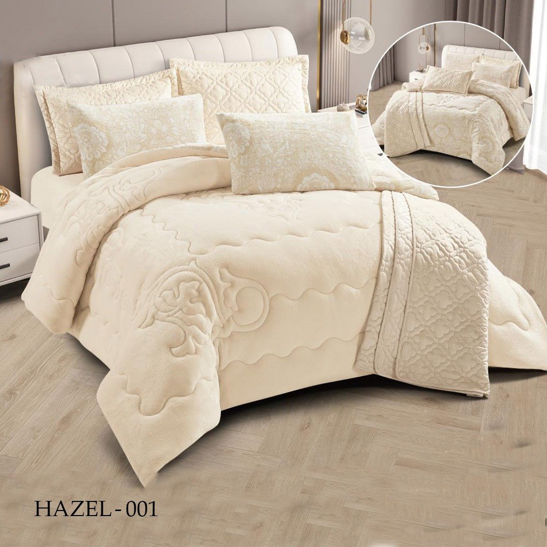 001.. طقم لحاف هازل دبل فيس مزدوج كنج سايز 7 قطع مع جوبلين شتوي - الصورة 1