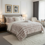 طقم لحاف فرو الارنب مزدوج كنج سايز 6 قطع شتوي