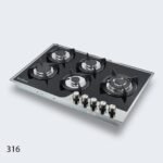 ⁦طباخ جولد فيجن 76 سم، 5 مواقد، زجاج اسود 316⁩ - الصورة ⁦5⁩