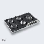 ⁦طباخ جولد فيجن 76 سم، 5 مواقد، زجاج اسود 316⁩ - الصورة ⁦7⁩