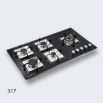 ⁦طباخ جولد فيجن 90 سم، 5 مواقد، زجاج اسود 317⁩ - الصورة ⁦2⁩