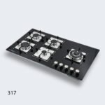 ⁦طباخ جولد فيجن 90 سم، 5 مواقد، زجاج اسود 317⁩ - الصورة ⁦3⁩