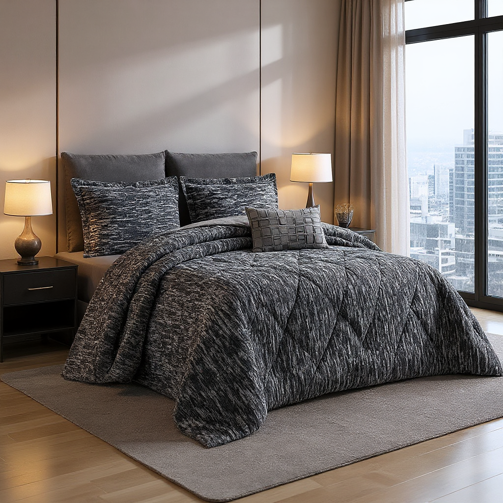 003 طقم لحاف كامي مزدوج كنج سايز 7 قطع شتوي - الصورة 1