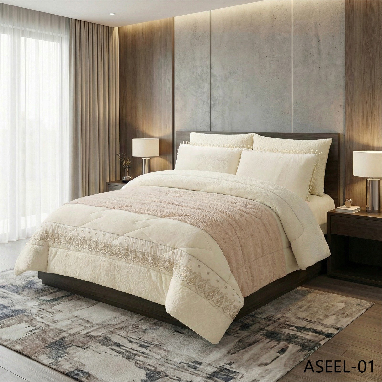 01 طقم لحاف اسيل مزدوج كنج سايز 6 قطع شتوي - الصورة 1