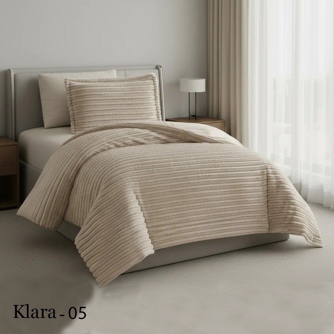 05 طقم لحاف كلارا بخامة فرو الثعلب مفرد ونصف 4 قطع شتوي - الصورة 1