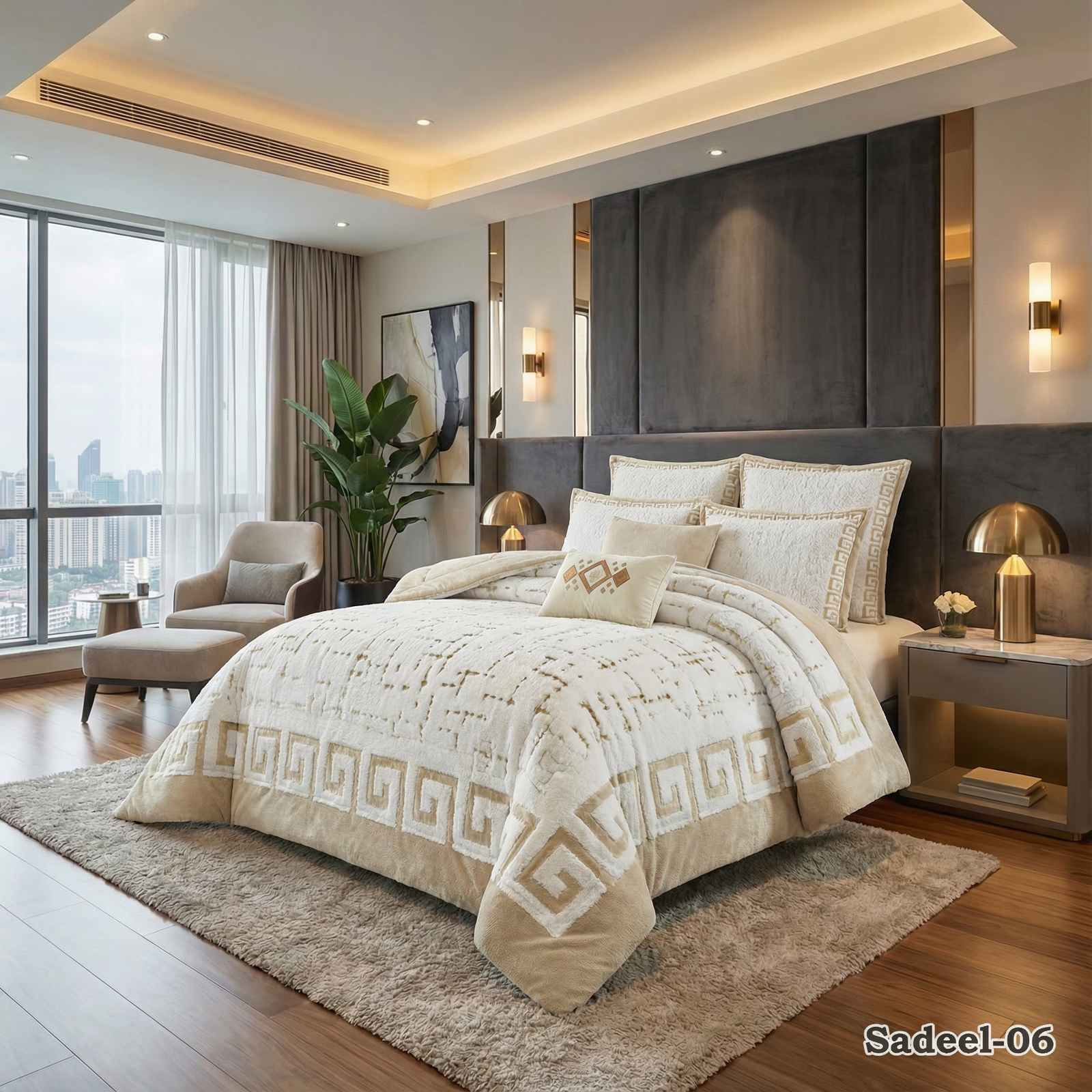 06 طقم لحاف سديل مزدوج كنج سايز 7 قطع شتوي - الصورة 1